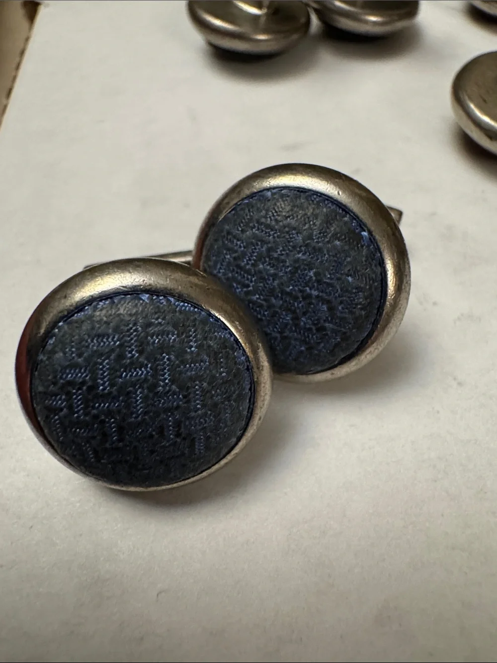 Vintage Lot of 5 Thomas Pink London Enamel Fabric Cufflinks Set
